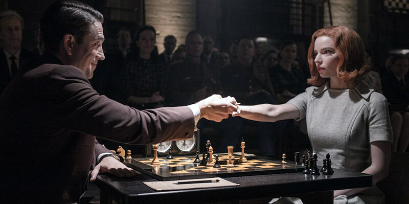 The Queen's Gambit Scene shows chess match between US VS USSR