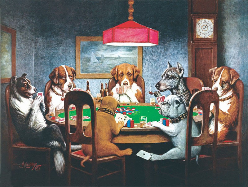 نقاشی با موضوع پوکر – Dogs Playing Poker