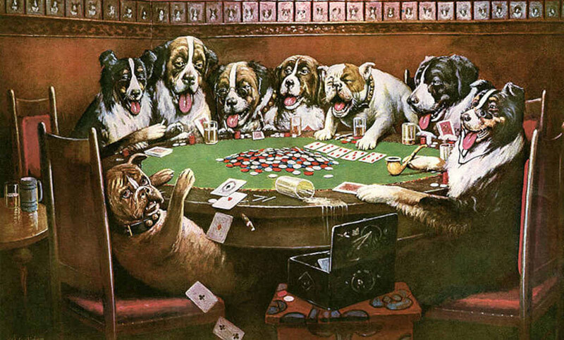 نقاشی با موضوع قمار - Dogs Playing Poker