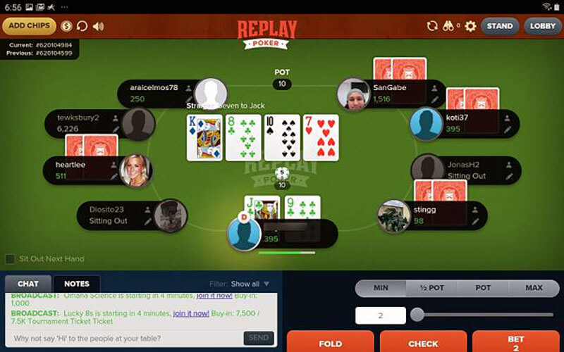 تصویری از یک میز بازی در سایت پوکر رایگان Reply Poker