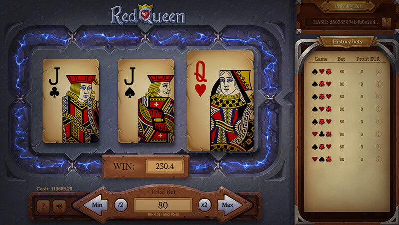تصویری از بازی ورق آنلاین ملکه قرمز - انتخاب کارت بی بی در میان دو کارت سرباز، مساله اصلی در بازی است