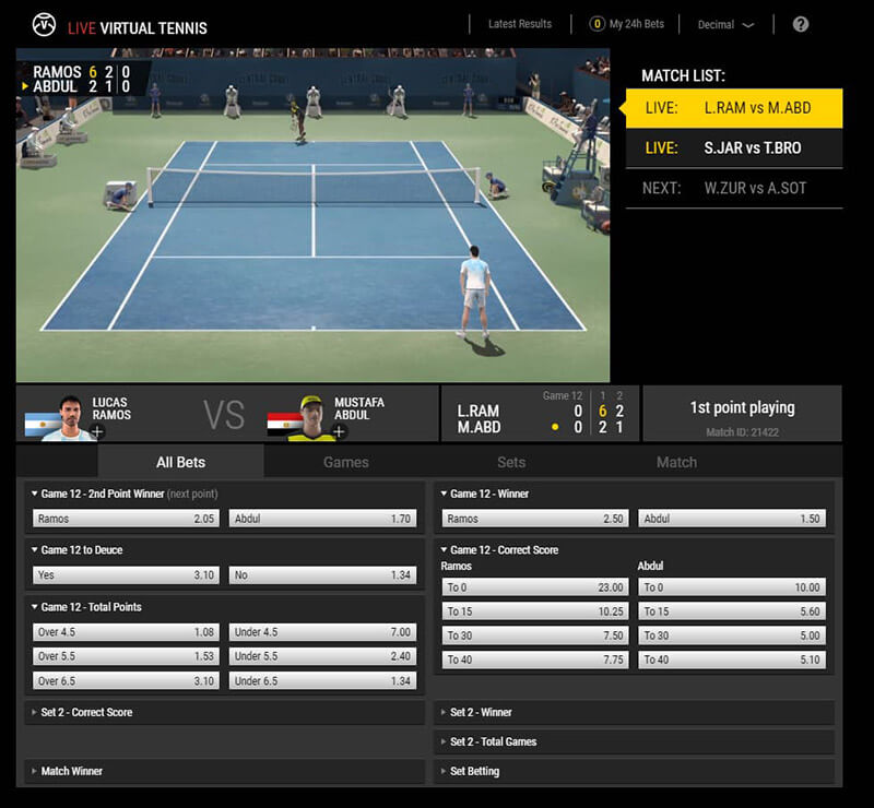 تصویری از محیط بازی تنیس مجازی