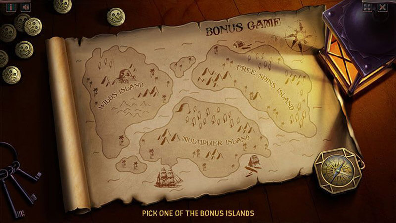 تصویر صفحه اصلی مرحله بونوس نقشه جزیره گنج بازی اسلات کاپیتان دزدان دریایی